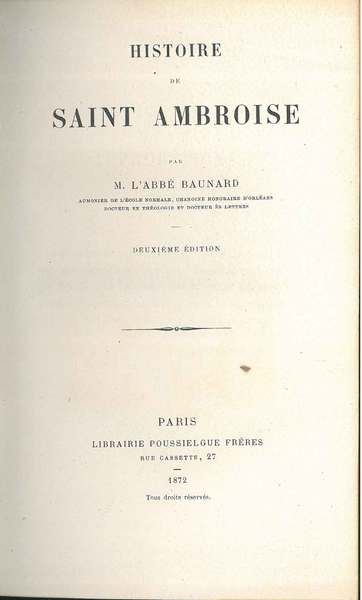 Histoire de Saint Ambroise