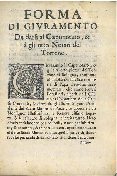 Forma di giuramento da darsi al caponotaro, & alli otto …