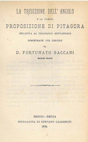 La trisezione dell'angolo e la famosa proposizione di Pitagora relativa …