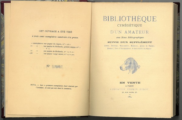 Bibliotheque cynegetique d'un amateur avec Notes Bibliographiques. Suvie d'un supplement: …