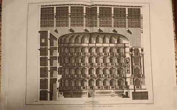Pianta e spaccato del nuovo teatro di Bologna