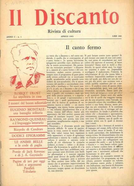 Il discanto: rivista mensile di cultura 1963 Consiglio di direzione: …
