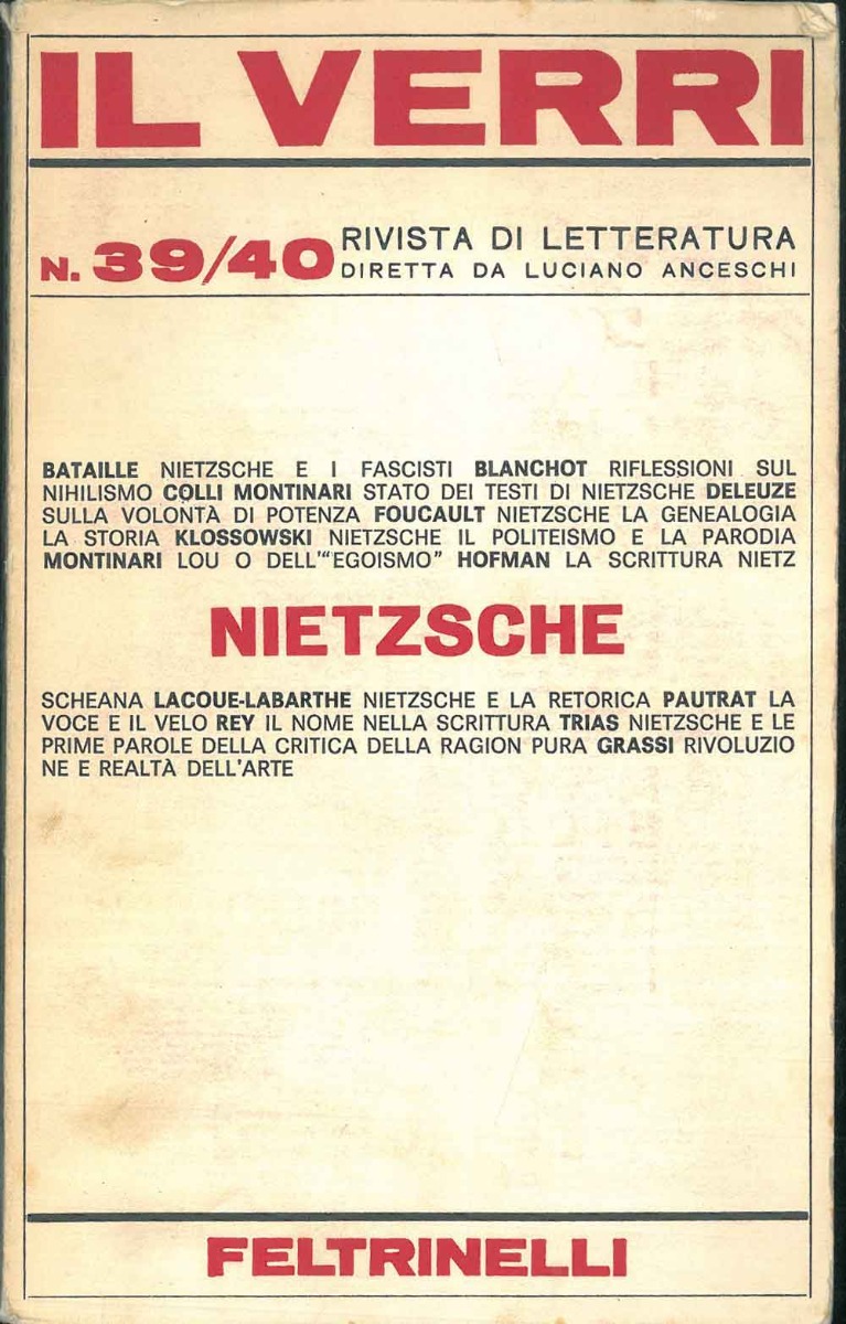 Il Verri n° 39/40. Rivista di letteratura diretta da L. …