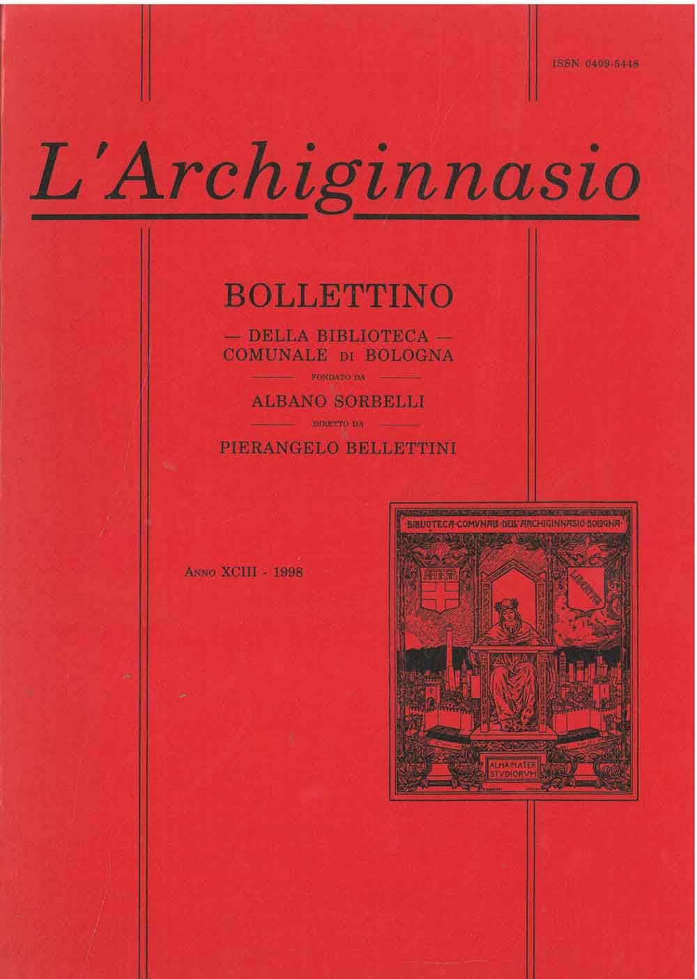 L' Archiginnasio. Bollettino della biblioteca comunale di Bologna fondato da …