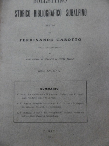 LA CONTROVERSIA DI VINCENZO GIOBERTI CON IL ROSMINIANO GUSTAVO BENSO …