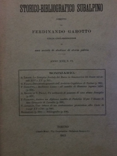 LA FAMIGLIA FEUDALE DE ROERO IN SOMMARIVA DEL BOSCO XIV …