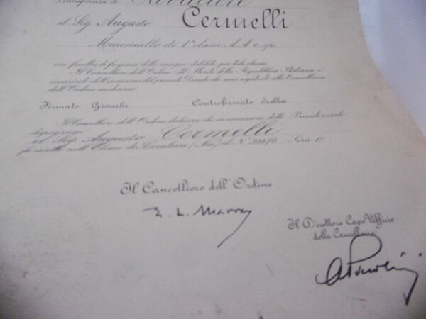 CAVALIERE REUBBLICA ITALIANA ROMA 3 GIUGNO 1955