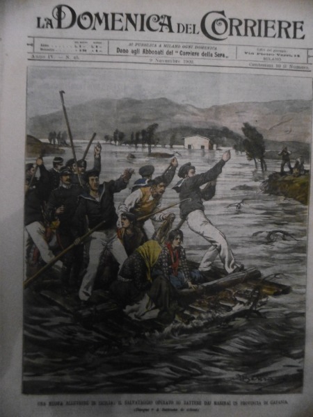 La Domenica del Corriere 9 Novembre 1902 Alluvione Sicilia Telegrafo …