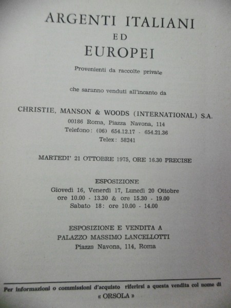 ARGENTI ITALIANI E EUROPEI ROMA MARTEDI 21 OTTOBRE 1975