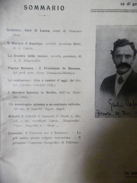 GIULIO CAPRINI RIVISTA DI ROMA 25 GENNAIO 1910