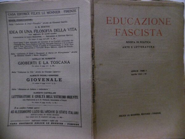 L'INGHILTERRA E L'EUROPA MARIO PRAZ EDUCAZIONE FASCISTA APRILE 1933 FELICE …