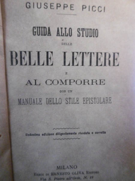 GUIDA ALLO STUDIO DELLE BELLE LETTERE GIUSEPPE PICCI MANUALE DELLO …