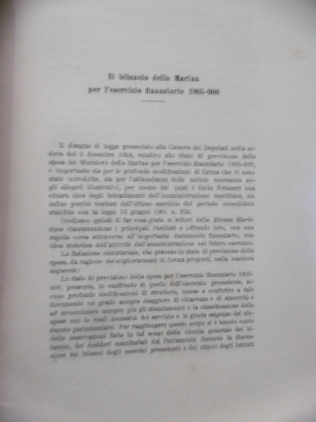 IL BILANCIO DELLA MARINA PER L'ESERCIZIO FINANZIARIO 1905 1906 RIVISTA …