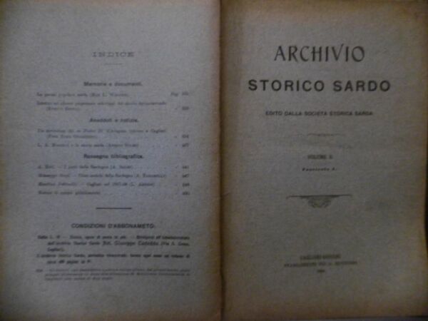 ARCHIVIO STORICO SARDO VOL.II FASC.4 STAB.MONTORSI SASSARI 1906 POESIA POPOLARE …