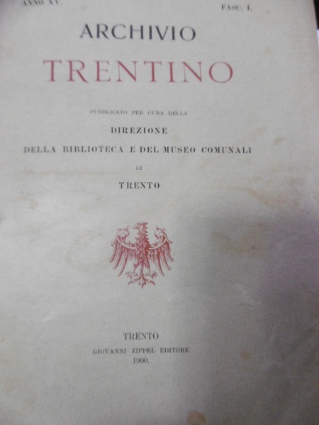 GENEALOGIA CLESIANA ARCHIVIO STORICO TRENTINO FAC 1 EDITORE ZIPPEL 1900