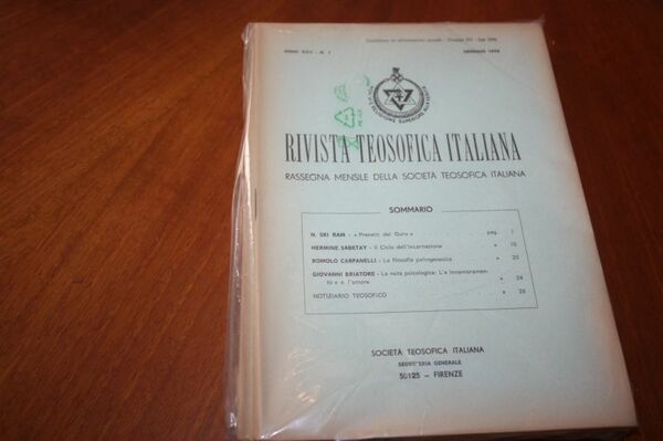 RIVISTA TEOSOFICA ITALIANA ANNATA COMPLETA 12 RIVISTE SOCIETA TEOSOFICA ITALIANA