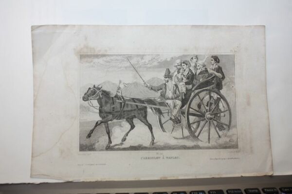 CABRIOLET A NAPLES STAMPA ANTICA LESCHARD 1800