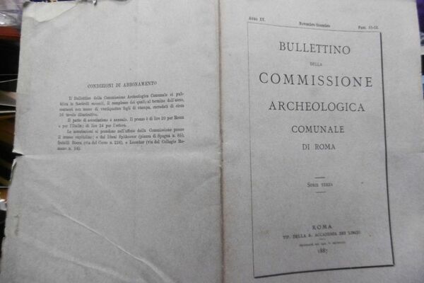 Bullettino della commissione ARCHEOLOGICA NOV.DICE.1887 TOPOGRAFIA E EPIGRAFE URBANA ANTICA