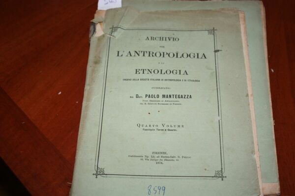 MICROCEFALO BOLIVIANO ARCHIVIO PER L'ANTROPOLOGIA E LA ETNOLOGIA MANTEGAZZA 1874
