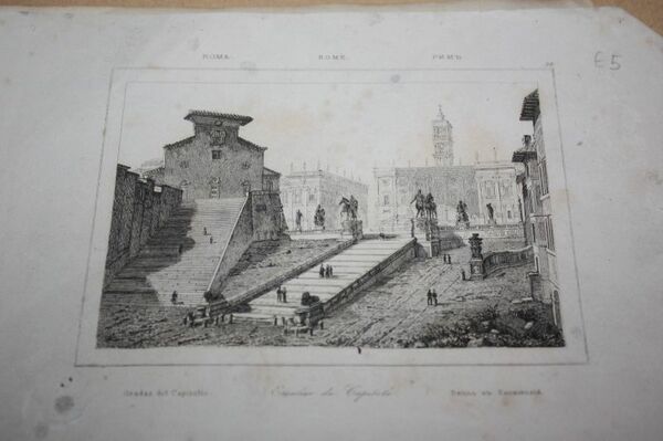 SCALINATA DEL CAMPIDAGLIO ROMA INCISIONE STAMPA 1800