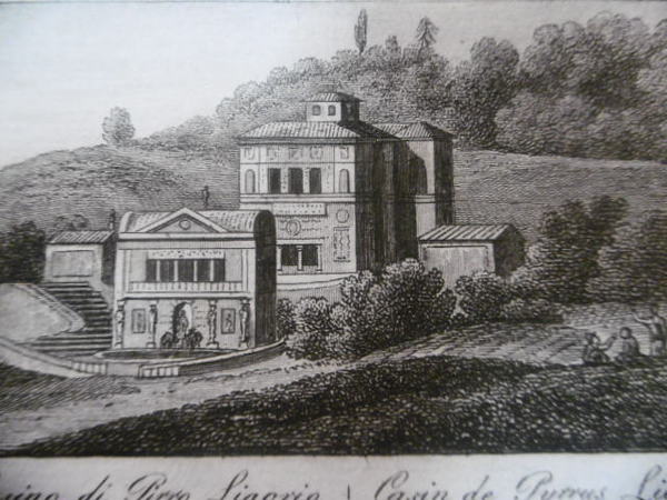 IL CASINO DI PIRRO LIGORIO IL GIARDINO VATICANO INCISIONE 1800