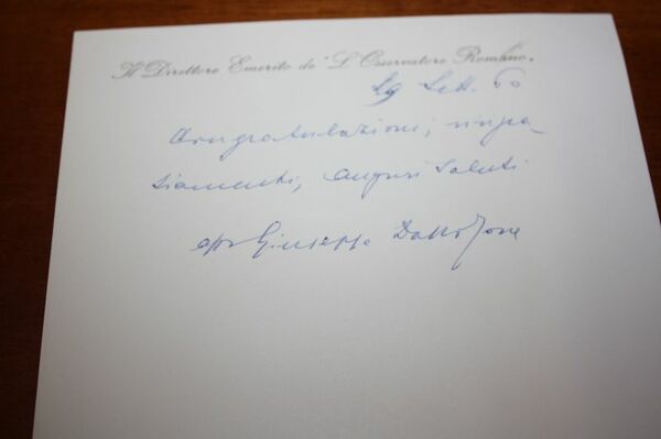 AUTOGRAFO GIUSEPPE DELLA TORRE DIRETTORE DELL'OSSERVATORE ROMANO 1960