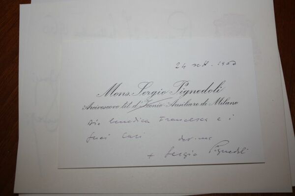 AUTOGRAFO CARDINALE SERGIO PIGNEDOLI 1960