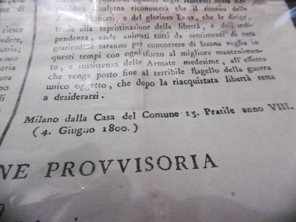 PROCLAMA BONAPARTE MILANO 4 GIUGNO 1800