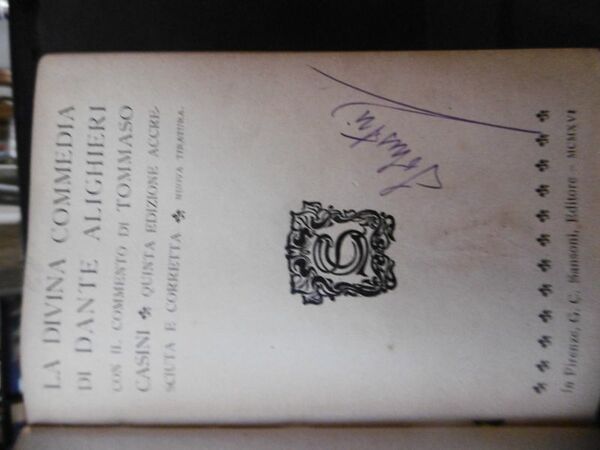 LA DIVINA COMMEDIA DI DANTE ALIGHIERI 1916 SANSONI