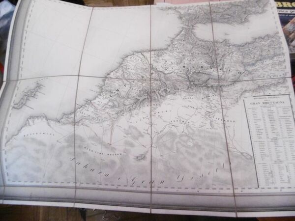 MAROCCO 1900 CARTINA TELATA A BANDE