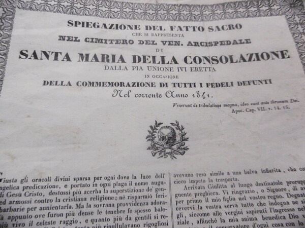 1841 BANDO SPIEGAZIONE DEL FATTO SACRO NEL CIMITERO DEL VEN …