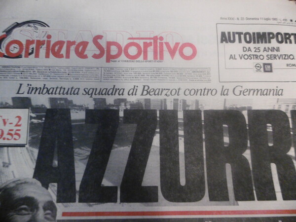 L'IMBATTUTA SQUADRA DI BEARZOT CONTRO LA GERMANIA CORRIERE SPORTIVO DOMENICA …