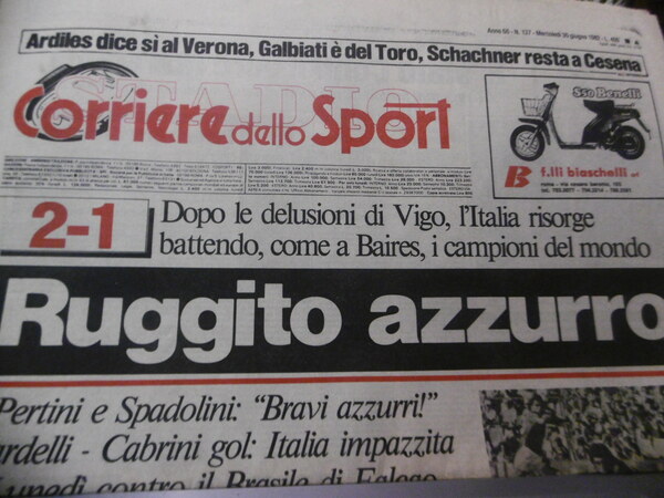 RUGGITO AZZURRO CORRIERE DELLO SPORT 30 GIUGNO 1982