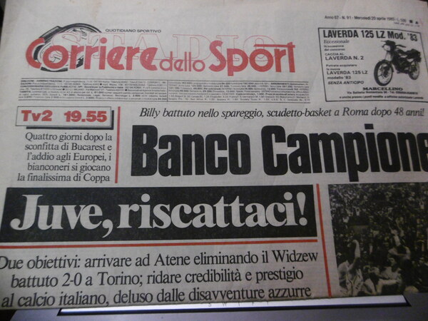 BANCO CAMPIONE JUVE RISCATTACI MERCOLEDI' 20 APRILE 1983