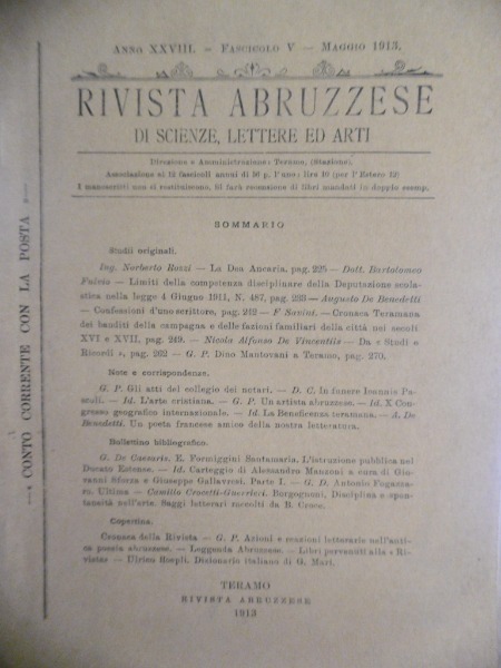 LA DEA ANCARIA RIVISTA ABRUZZESE MAGGIO 1913