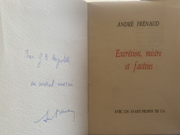 ANDRE FRENAUD EXCRETION MISERE ET FACETIES BIBLIOTECA MINIMA 1958 CON …