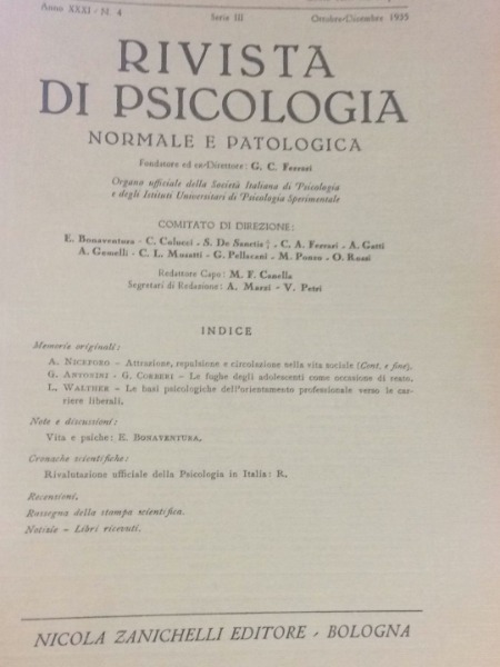 ATTRAZIONE REPULSIONE E CIRCOLAZIONE NELLA VITA SOCIALE RIV.SPICOLOGIA OTT DIC …