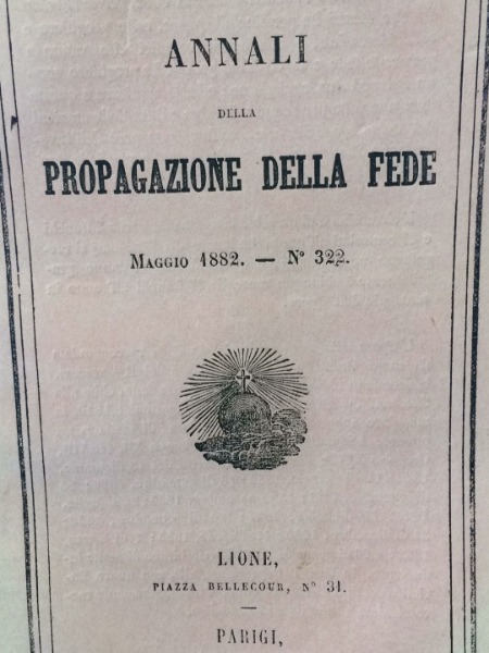 CAMBOGIA VICARIATO APOSTOLICO ANNALI PROPAGAZIONE DELLA FEDE MAGGIO 1882 N.322