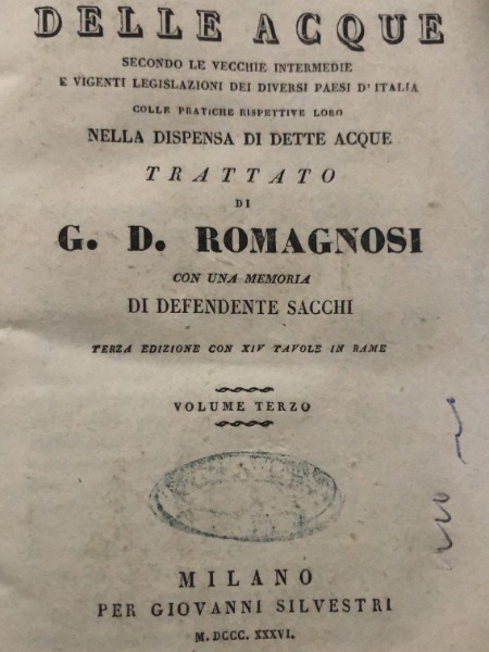 DELLA CONDOTTA DELLE ACQUE ROMAGNOSI 1836 VOLUME TERZO SSILVESTRI