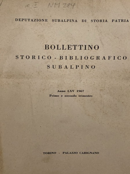 GIUSEPPE DE MAISTRE BOLLETTINO STORICO BIBLIOGRAFICO SUBALPINO PRIMO E SECONDO …