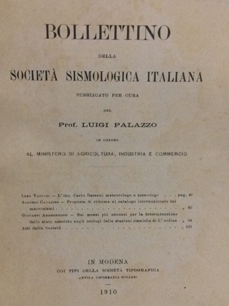 GLI OROLOGI DELLE STAZIONI SISMICHE DI 2 ORDINE BOLLETTINO SOCIETA' …