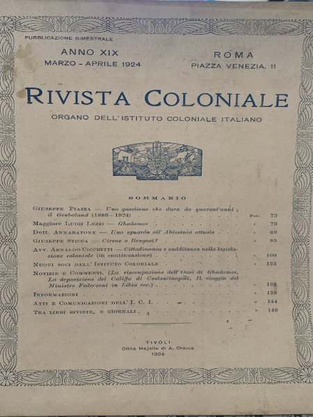IL GIUBALAND RIVISTA COLONIALE 1924 MARZO APRILE