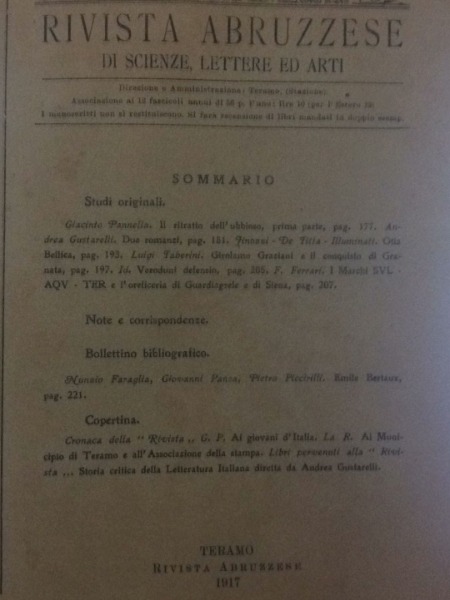 IL RITRATTO DELL'UBBIOSO RIVISTA ABRUZZESE APRILE 1917