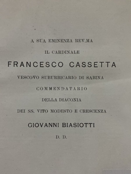 LE DIACONIE CARDINALIZIE GIOVANNI BIASIOTTI 1911