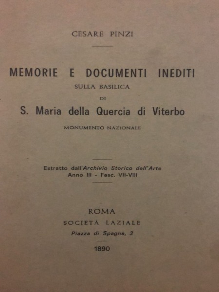 MEMORIE E DOCUMENTI INEDITI CESARE PINZI 1890 SULLA BASILICA S.MARIA …