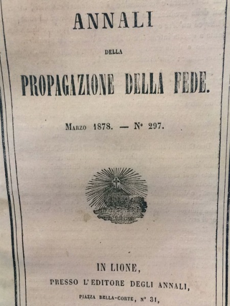 MISSIONI D'EUROPA COSTANTINOPOLI ANNALI DELLA PROPAGAZIONE DELLA FEDE MARZO 1878 …