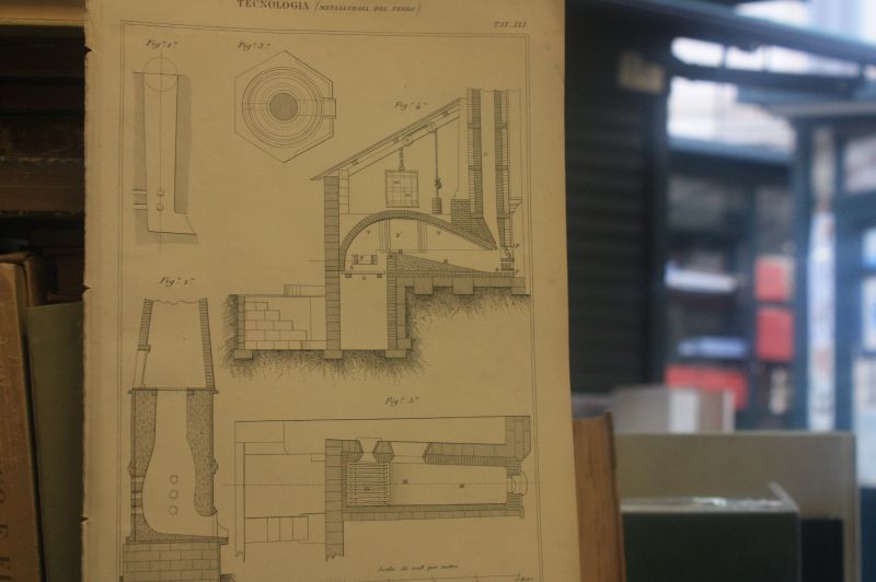 Ottocentesca INCISIONE METTALLURGIA DEL FERRO