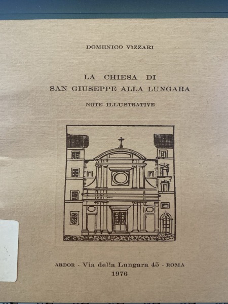 VIZZARI DOMENICO LA CHIESA DI SAN GIUSEPPE ALLA LUNGARA. NOTE …