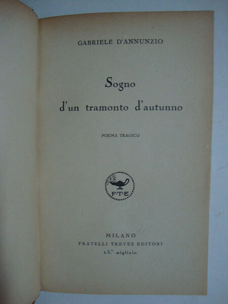 Sogno d'un tramonto d'Autunno (Poema tragico)