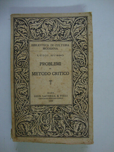 Problemi di metodo critico